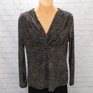 3/$15 Rafaella long sleeve animal print top